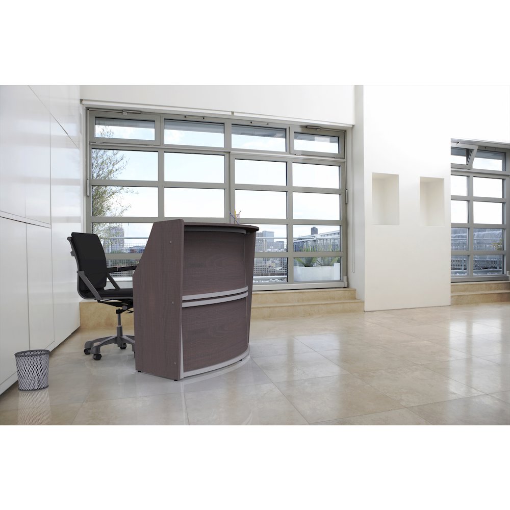 Curve Reception Desk Solid, Mocha. Picture 10