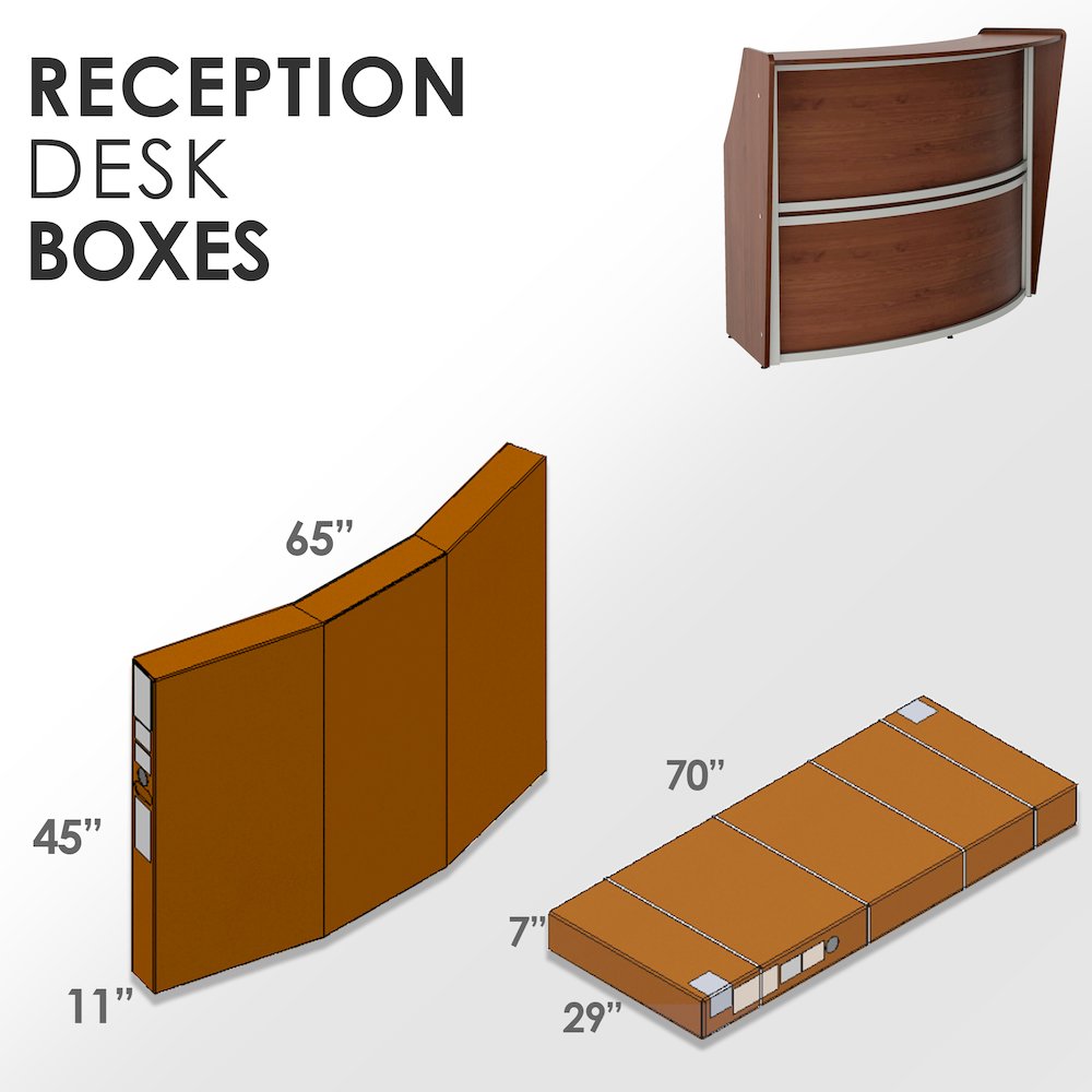 Curve Reception Desk Solid, Cherry. Picture 5