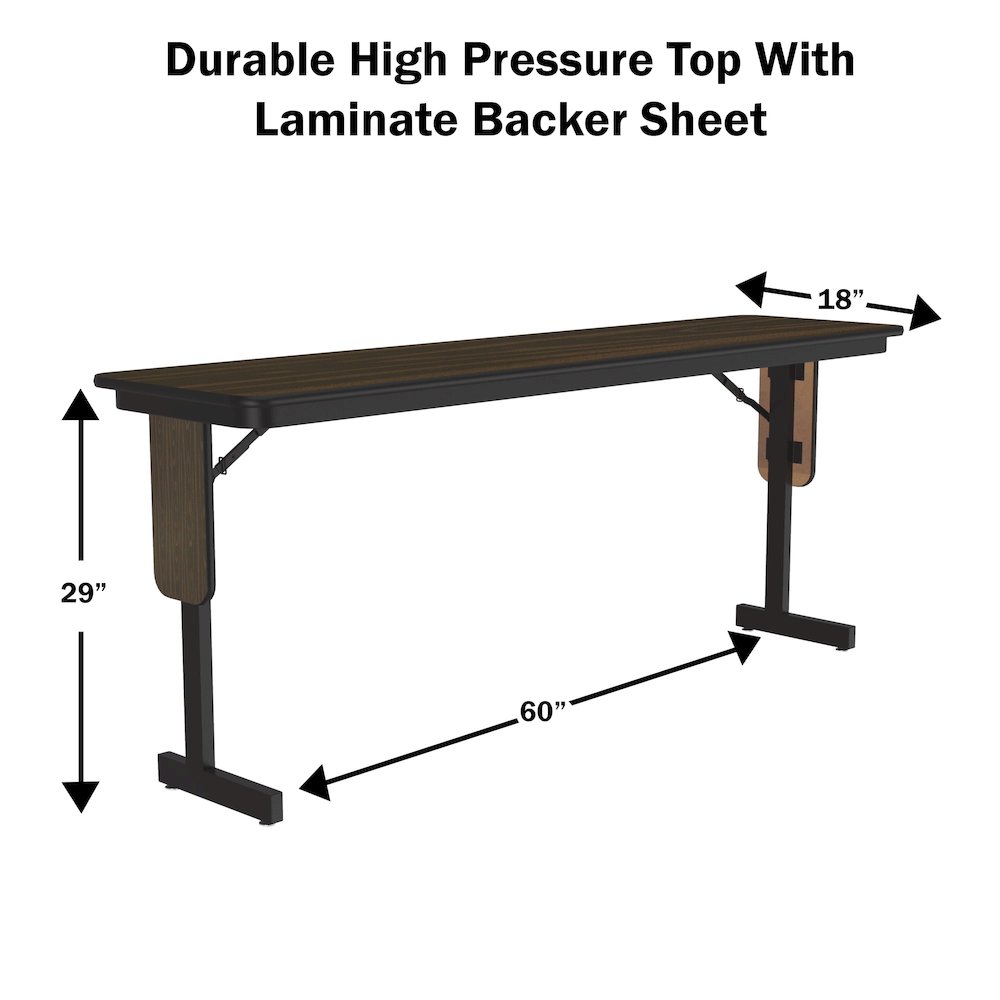 Deluxe High-Pressure Folding Seminar Table with Panel Leg 18x60". Picture 9