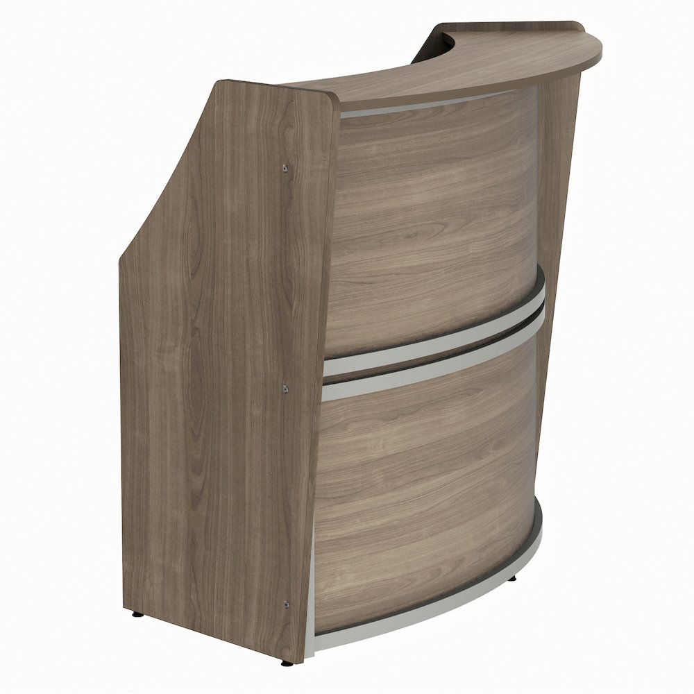 Curve Reception Desk Solid, Walnut. Picture 2