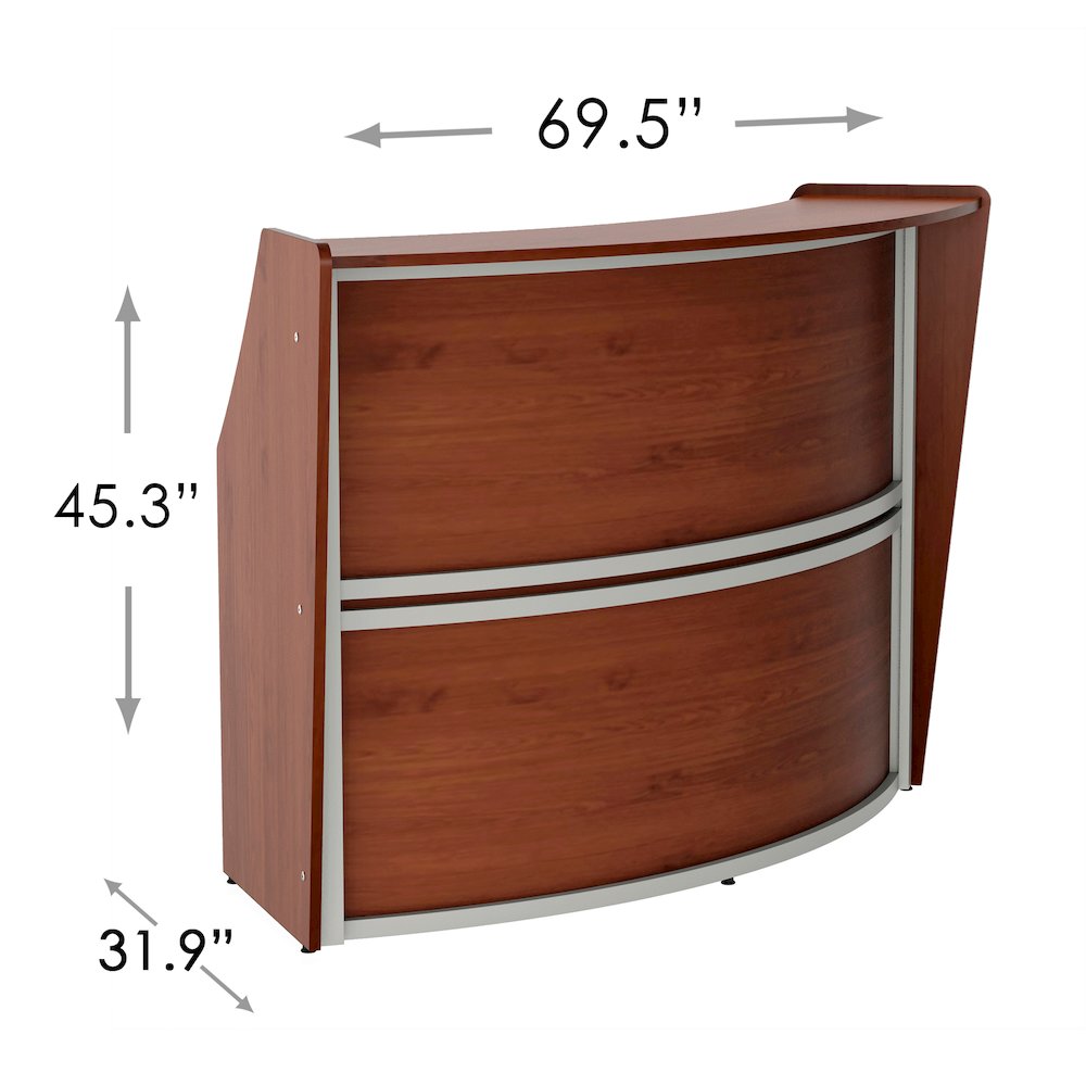Curve Reception Desk Solid, Cherry. Picture 4