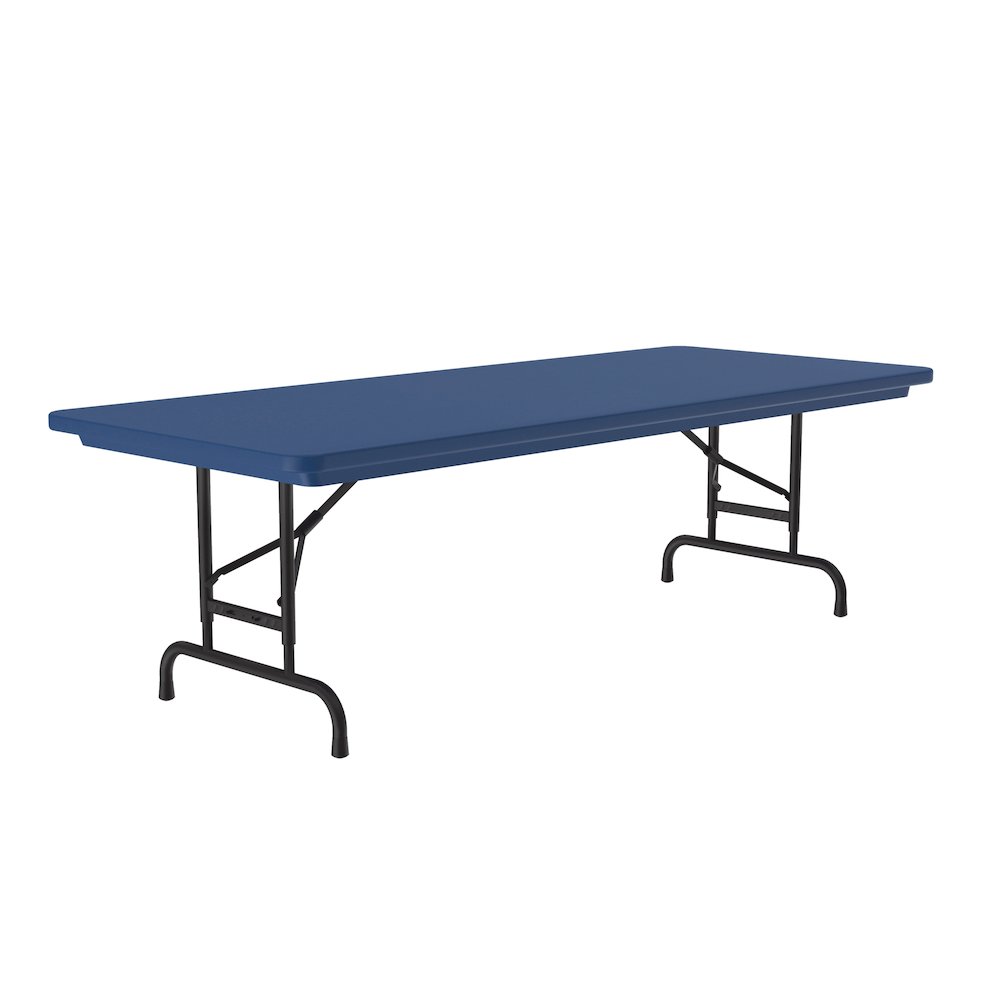 Adjustable Height Commercial Blow-Molded Plastic Folding Table 30x72". Picture 1