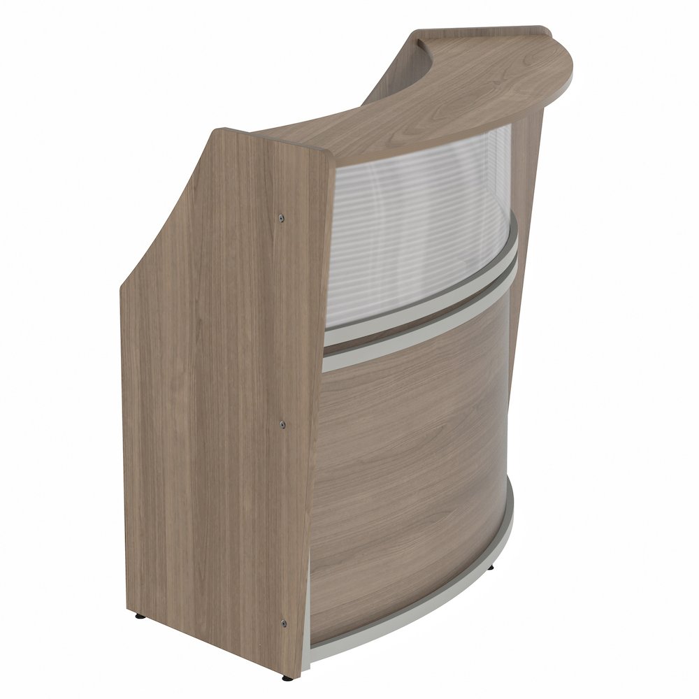 Curve Reception Desk With Polycarbonate, Walnut. Picture 2