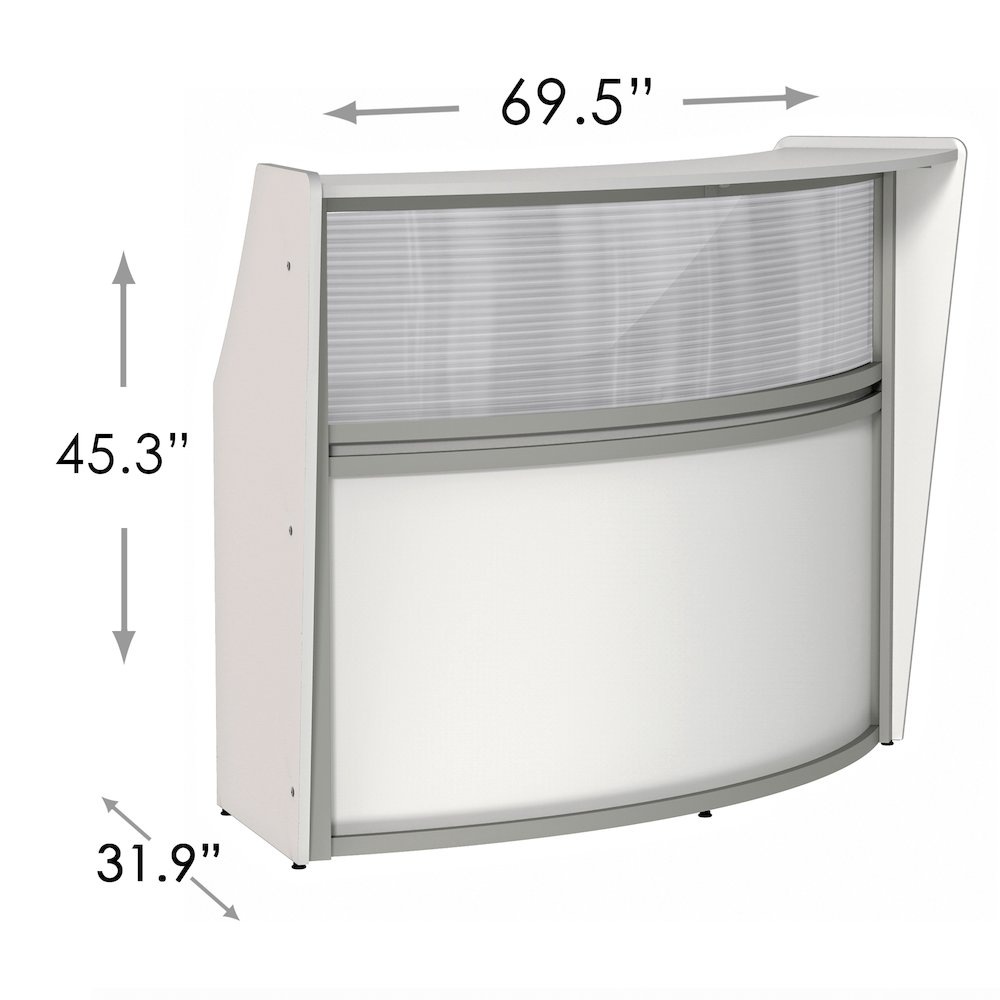 Curve Reception Desk With Polycarbonate, White. Picture 9