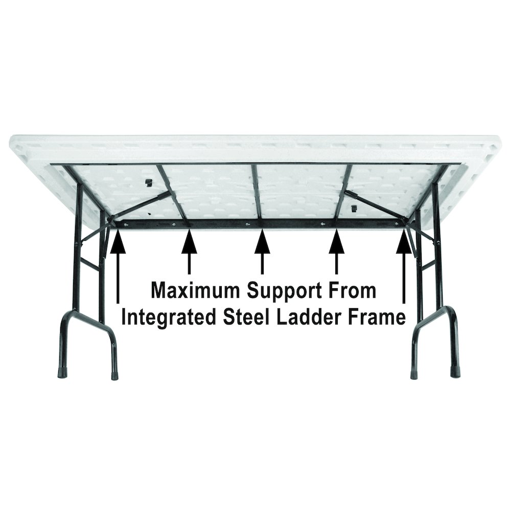 Adjustable Height Commercial Blow-Molded Plastic Folding Table 24x48". Picture 4