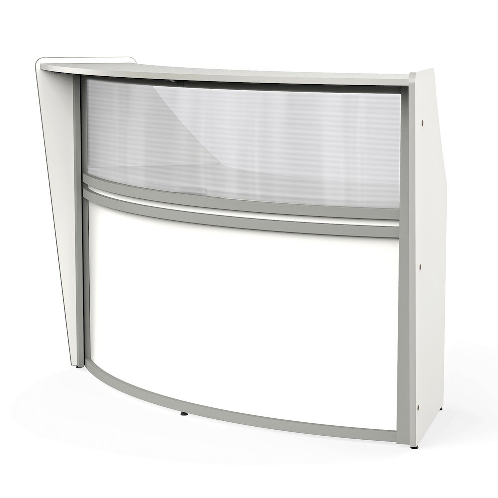 Curve Reception Desk With Polycarbonate, White. Picture 12