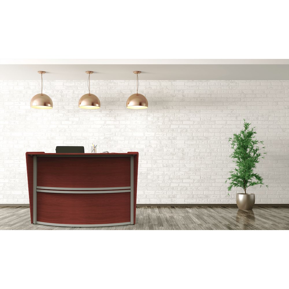 Curve Reception Desk Solid, Cherry. Picture 9