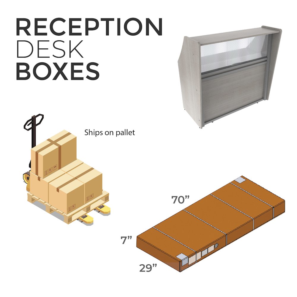 Straight Reception Station With Polycarbonate, Walnut. Picture 9