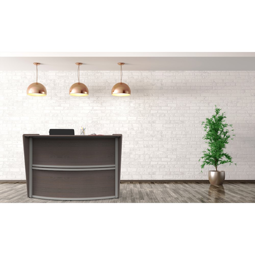 Curve Reception Desk Solid, Mocha. Picture 9