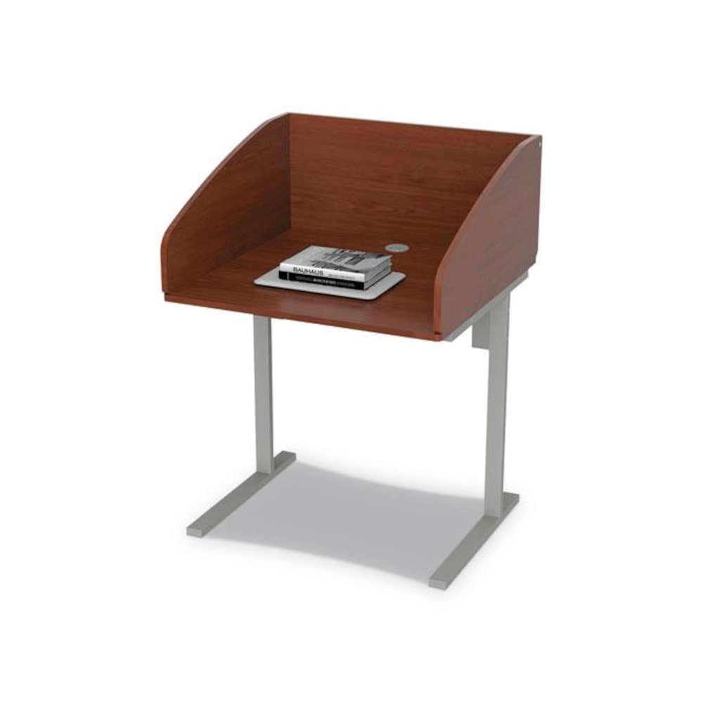 Study Carrell Starter Unit, 2-Leg, 31.25 x 23.5 x 45.25, Cherry. Picture 1
