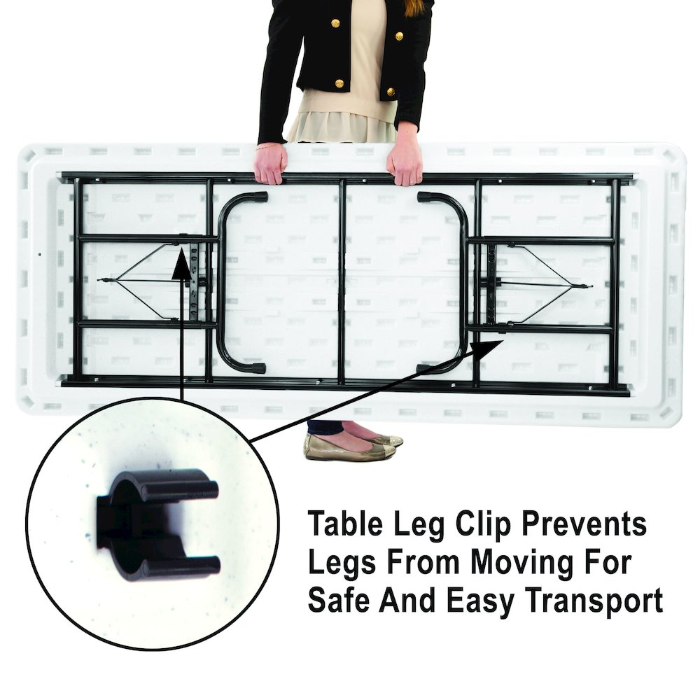 Adjustable Height Commercial Blow-Molded Plastic Folding Table 24x48". Picture 7