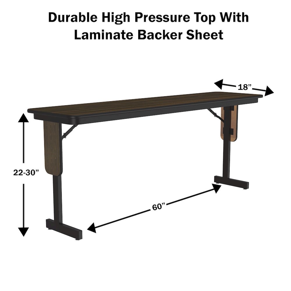 Adjustable Height Deluxe High-Pressure Folding Table with Panel Leg 18x60. Picture 2