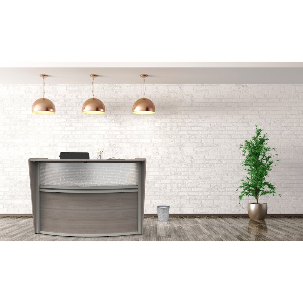 Curve Reception Desk With Polycarbonate, Ash. Picture 8