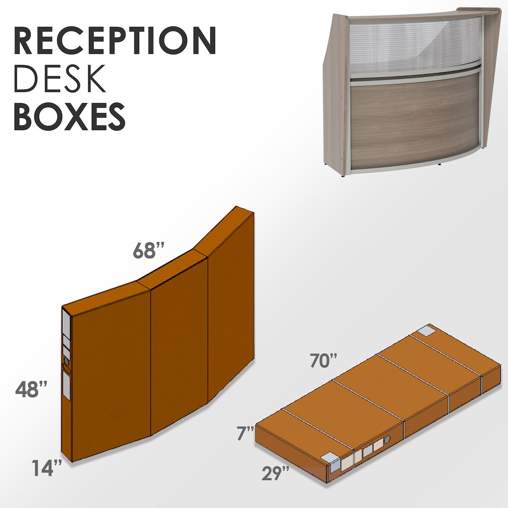 Curve Reception Desk With Polycarbonate, Walnut. Picture 9