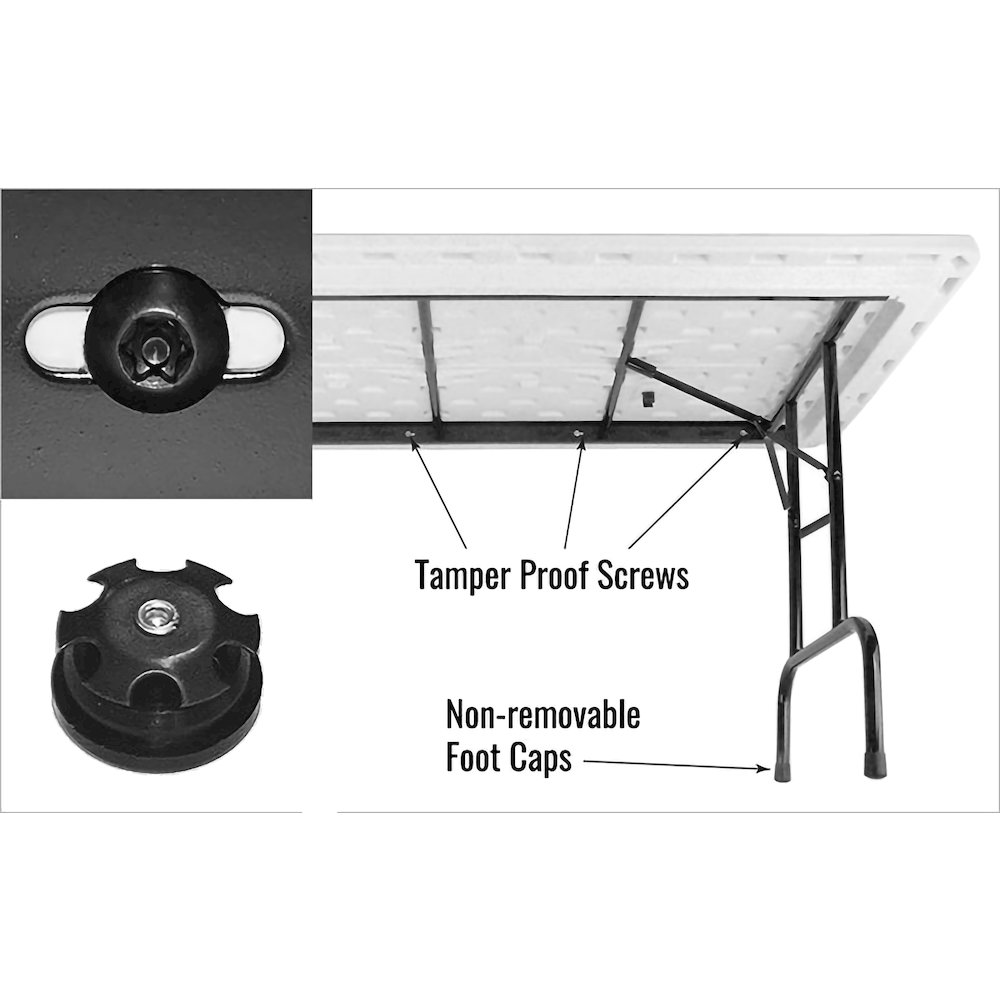 Correctional Tamper-Resistant Blow-Molded Plastic Folding Table 18x72. Picture 7