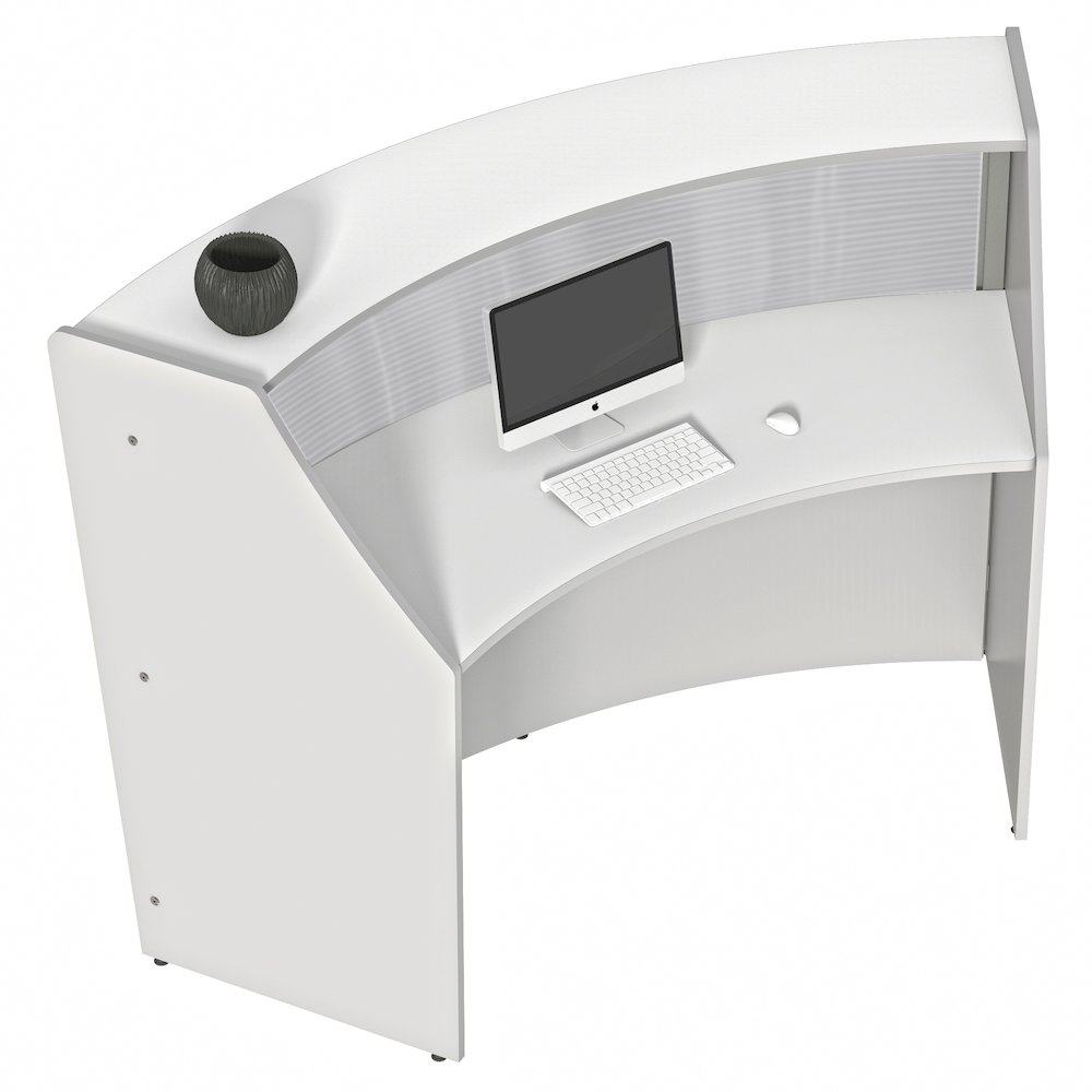 Curve Reception Desk With Polycarbonate, White. Picture 2