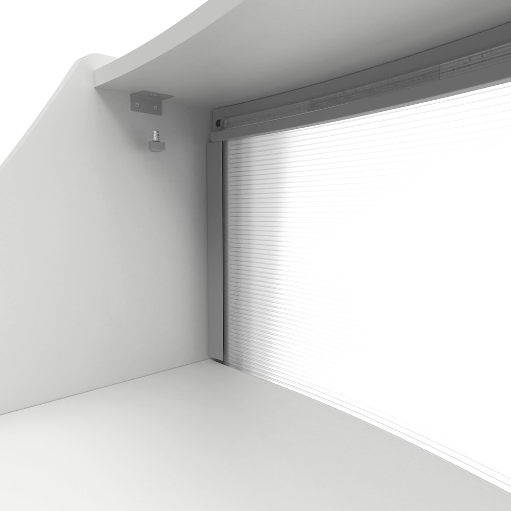 Curve Reception Desk With Polycarbonate, White. Picture 8