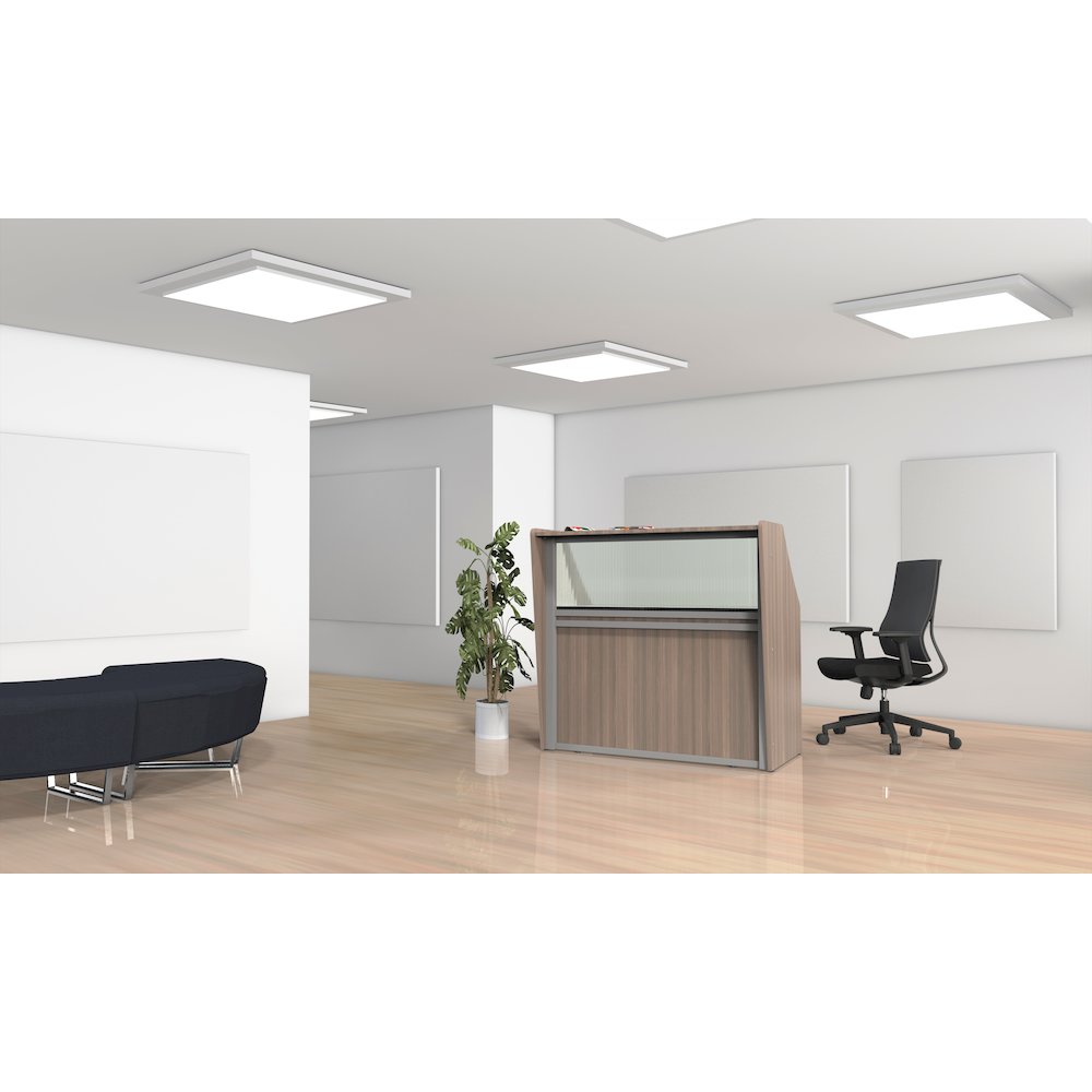 Straight Reception Station With Polycarbonate, Walnut. Picture 5