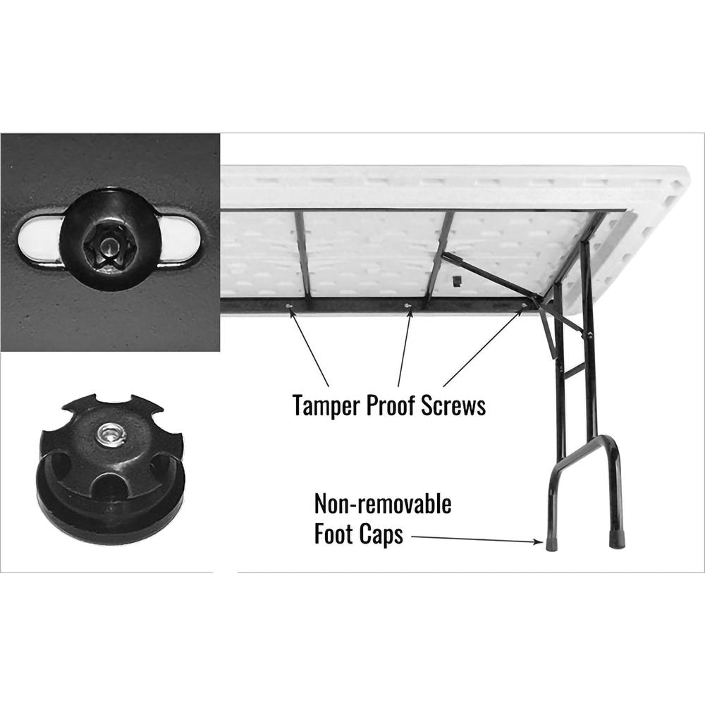 Correctional Facility Tamper-Resistant Commercial Blow-Molded Plastic Folding Tables 30x72", RECTANGULAR GRAY GRANITE, BLACK. Picture 5