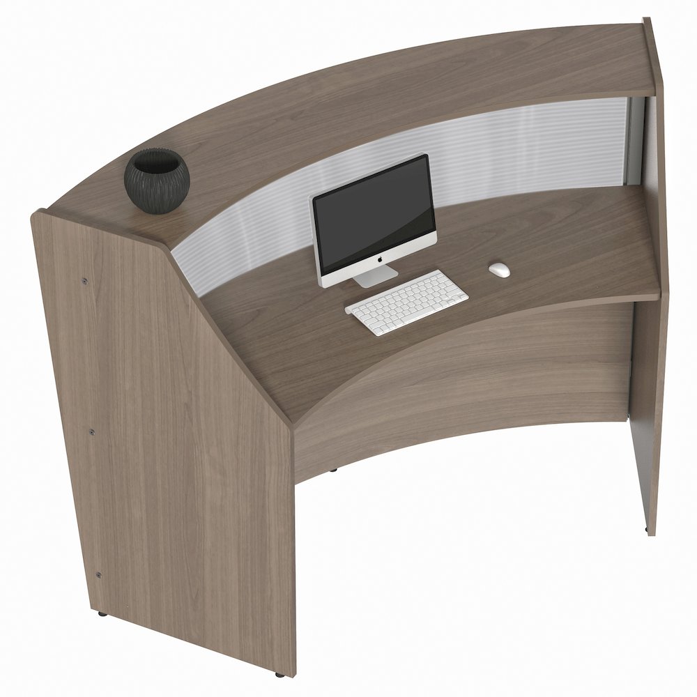 Curve Reception Desk With Polycarbonate, Walnut. Picture 13