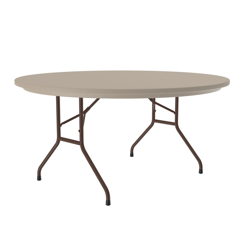 Correctional Facility Tamper-Resistant Commercial Blow-Molded Plastic Folding Tables, 60x60", ROUND, MOCHA GRANITE BROWN. Picture 5