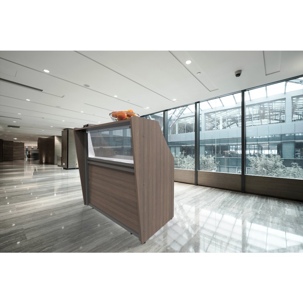 Straight Reception Station With Polycarbonate, Walnut. Picture 6