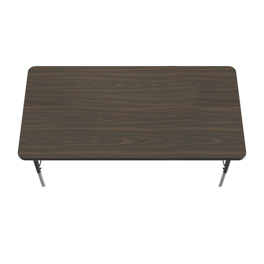 EconoLine Melamine Top Activity Tables 30x60", RECTANGULAR WALNUT, BLACK/CHROME. Picture 1