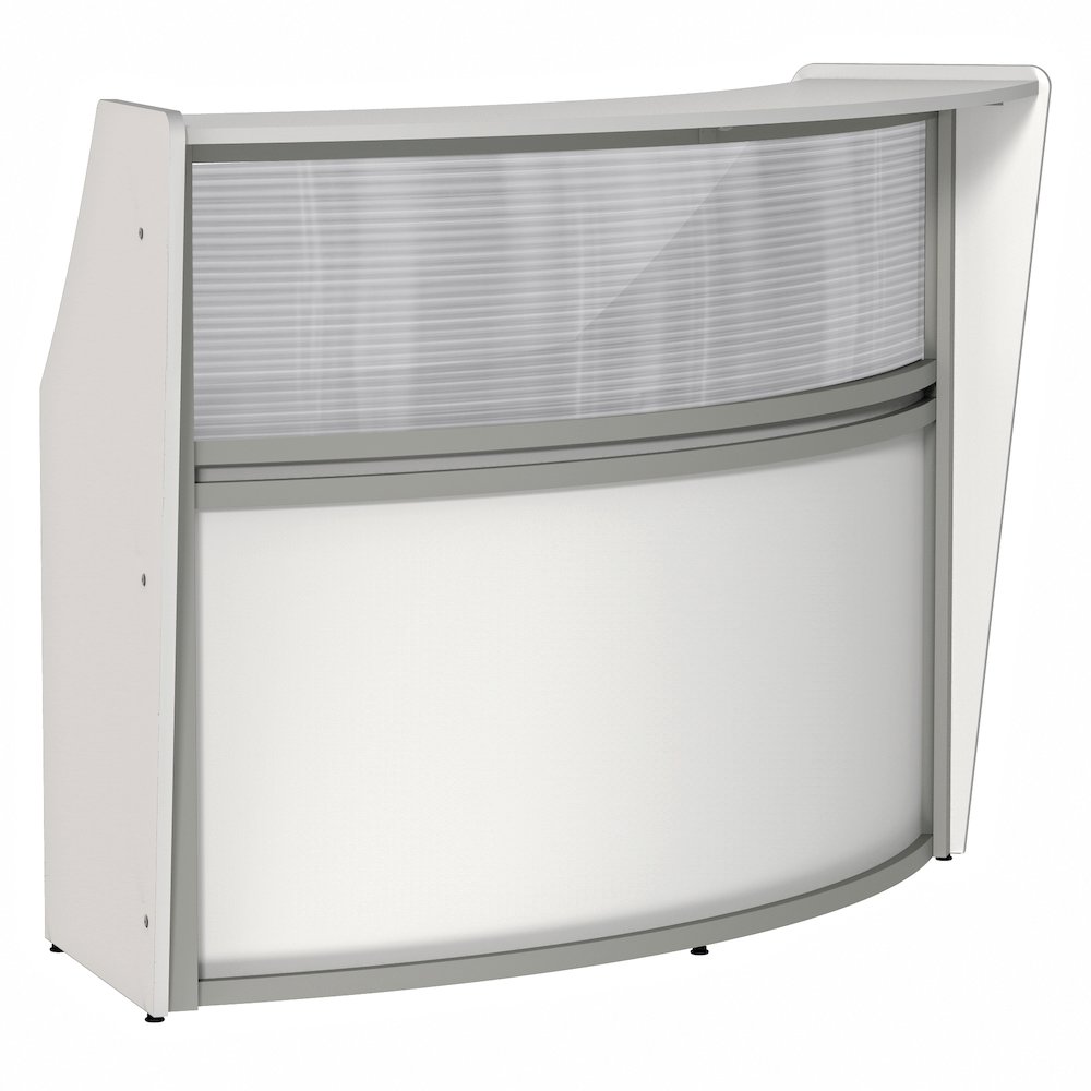Curve Reception Desk With Polycarbonate, White. Picture 1