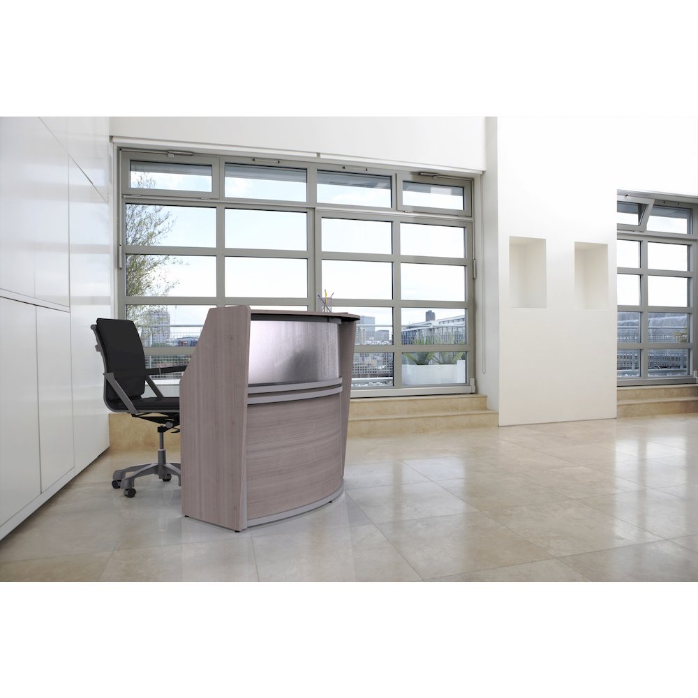 Curve Reception Desk With Polycarbonate, Ash. Picture 7