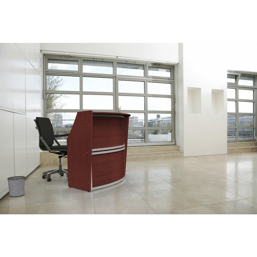 Curve Reception Desk Solid, Cherry. Picture 6