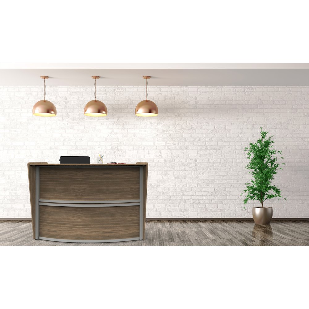 Curve Reception Desk Solid, Walnut. Picture 10