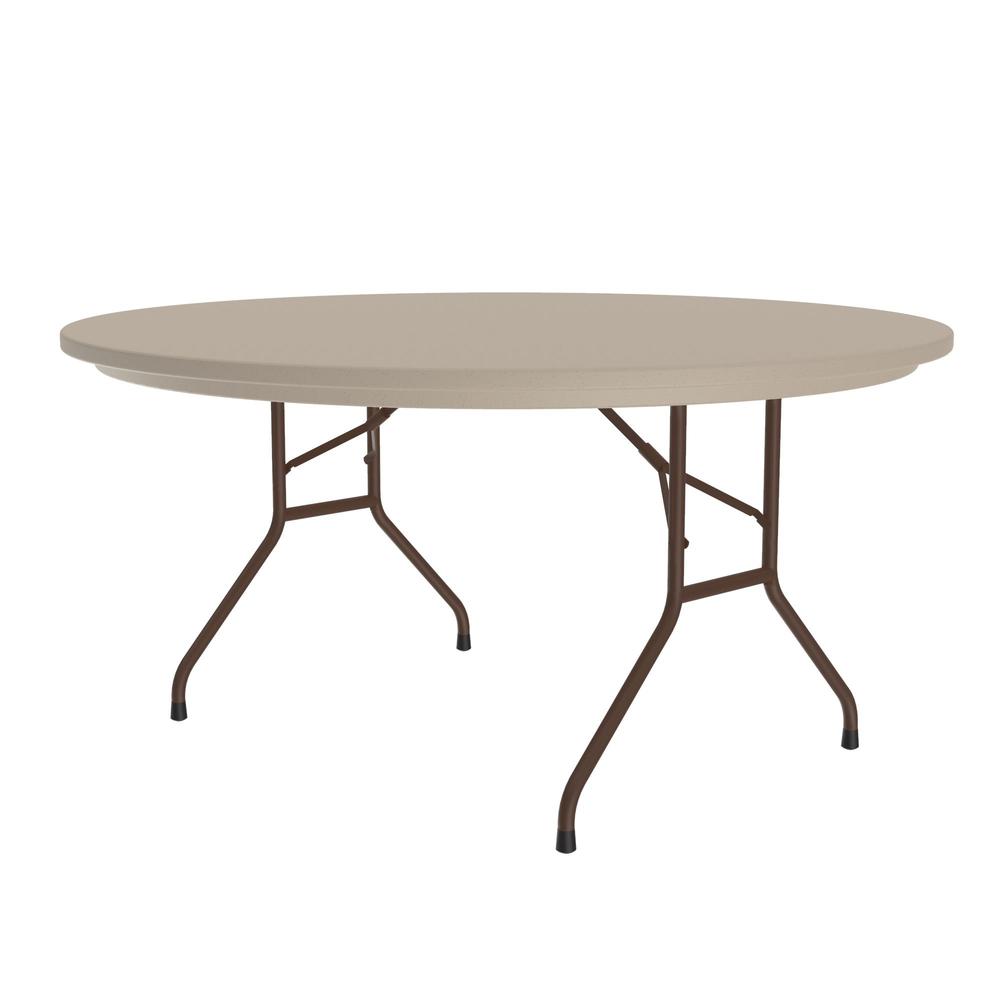 Correctional Facility Tamper-Resistant Commercial Blow-Molded Plastic Folding Tables, 60x60", ROUND, MOCHA GRANITE BROWN. Picture 4