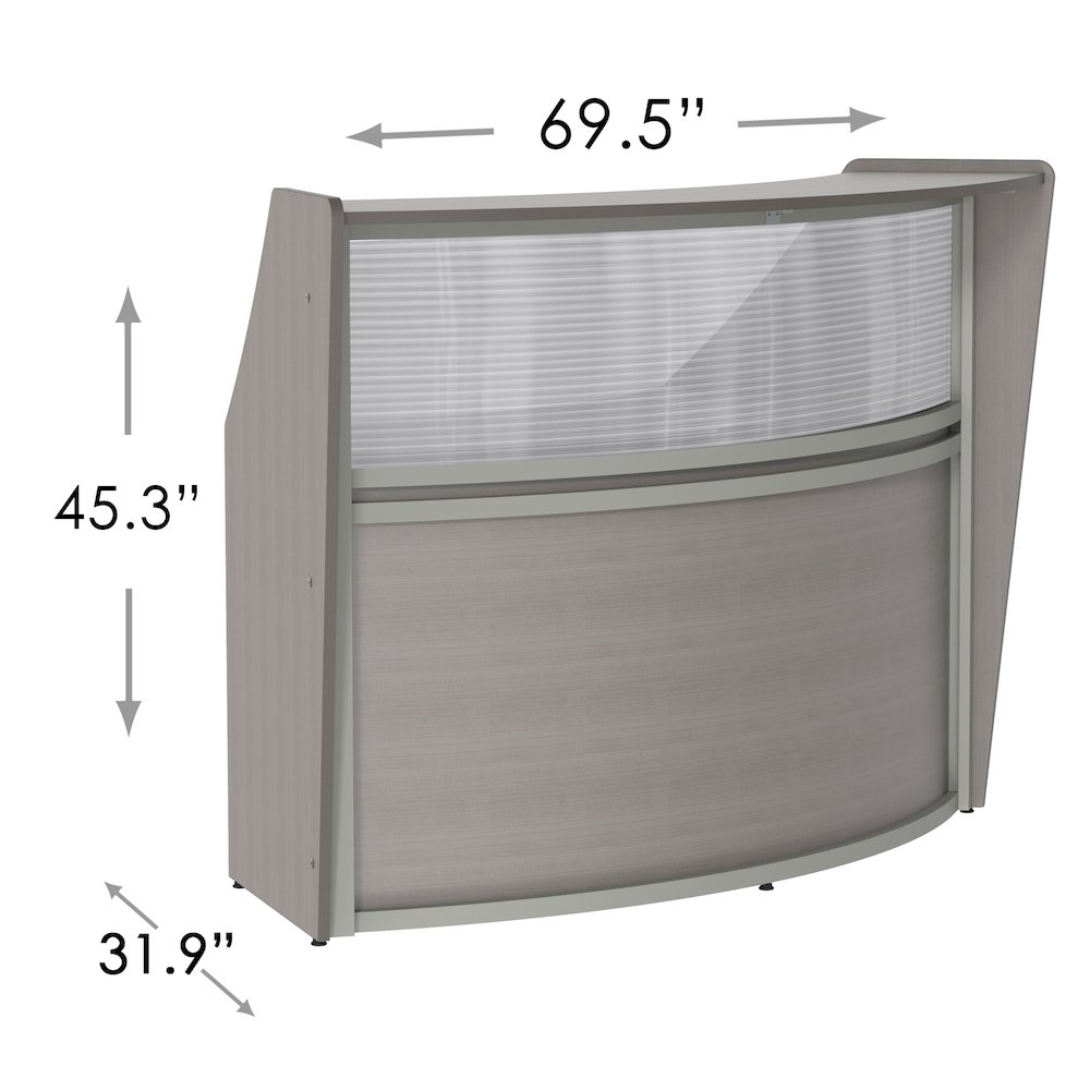 Curve Reception Desk With Polycarbonate, Ash. Picture 6