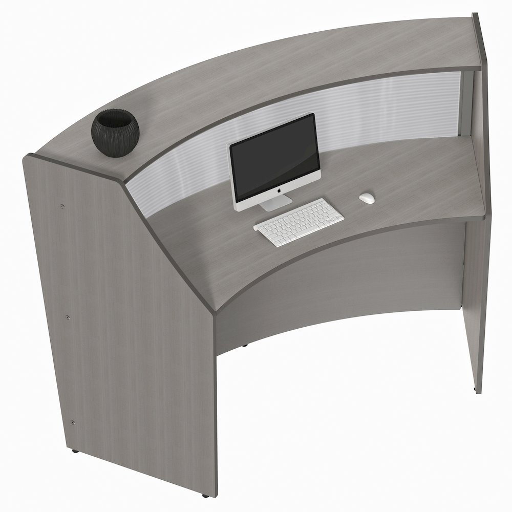 Curve Reception Desk With Polycarbonate, Ash. Picture 1