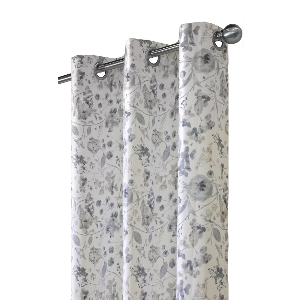 Flora Blackout Grommet Curtain Panel 52 x 63 in Silver. Picture 2