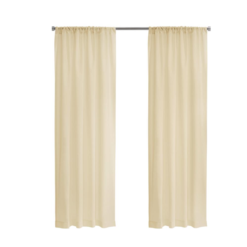 Weathershield Insulated Sheer Rod Pocket Curtain Panel 50 x 72 in Ivory. Picture 1