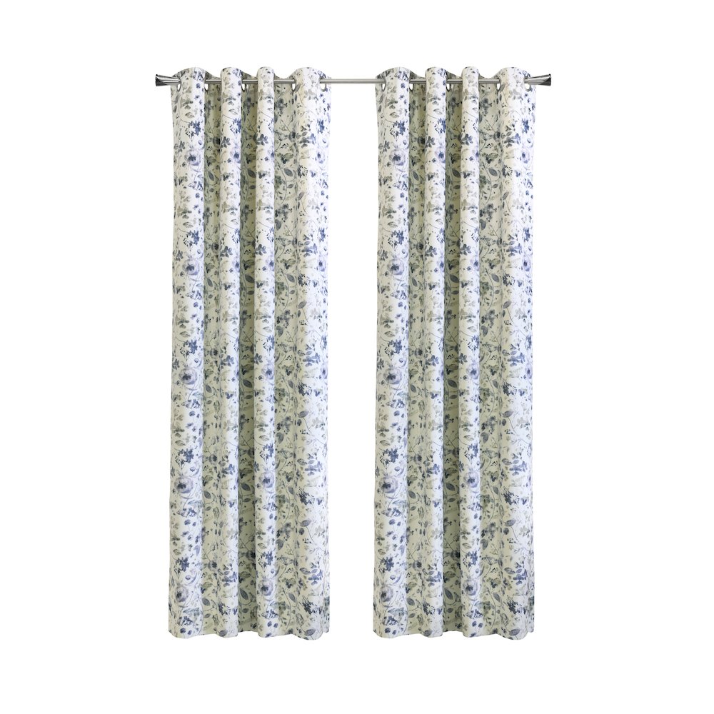 Flora Blackout Grommet Curtain Panel 52 x 63 in Silver. Picture 1