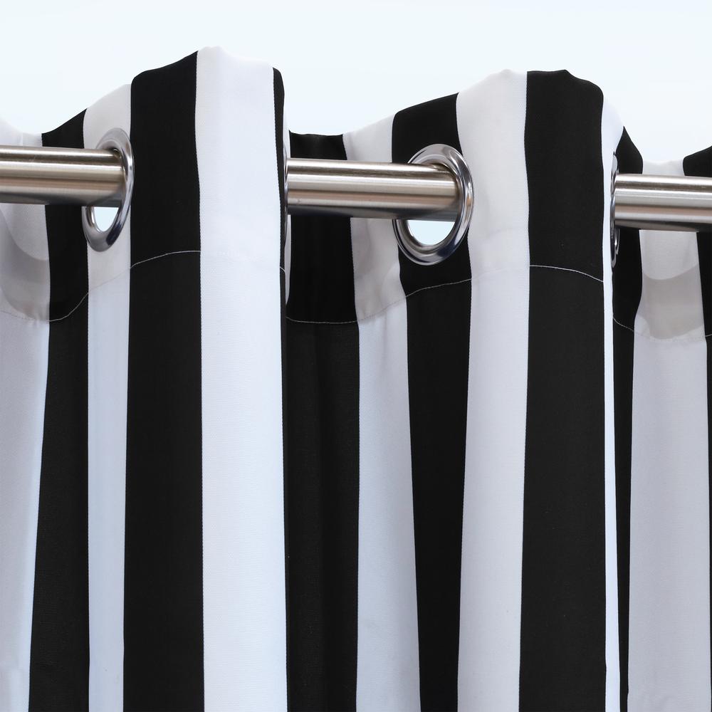 Coastal Stripe Grommet Curtain Panel Window Dressing 50 x 96 in Black. Picture 4