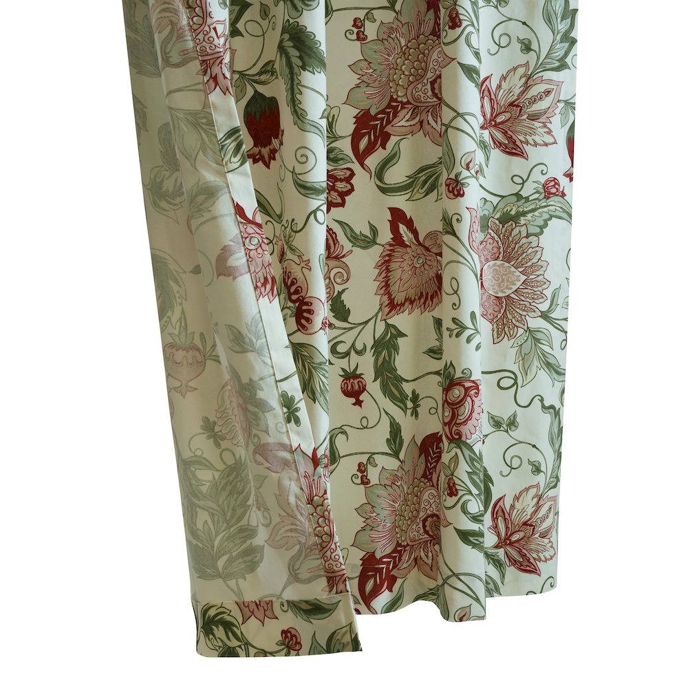 Jacobean Garden Light Filtering Dual Header Curtain Panel 52 x 72 in Red. Picture 3