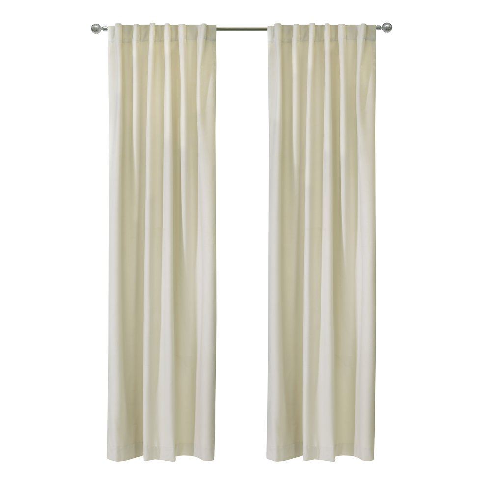 Seren Room Darkening Dual Header Curtain Panel 50 x 95 in Natural. Picture 1