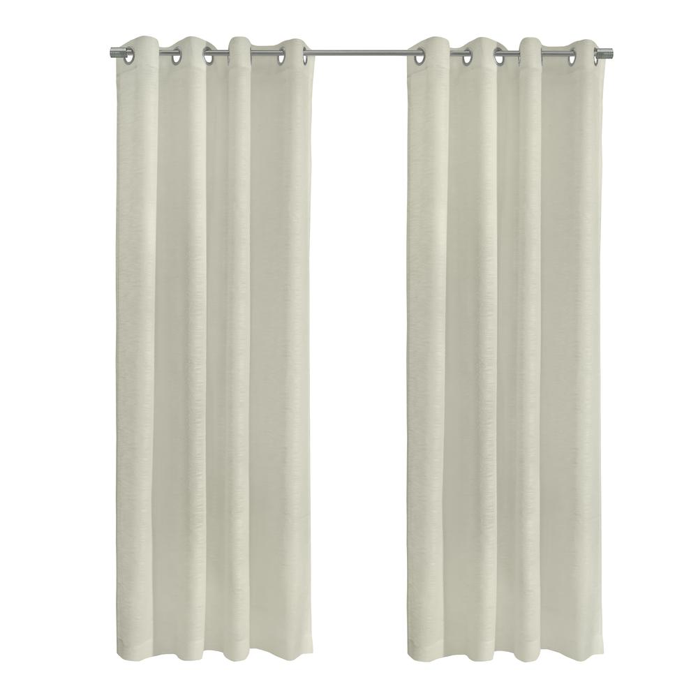 Boucle Sheer Grommet Curtain Panel 52 x 95 in Off White. Picture 1