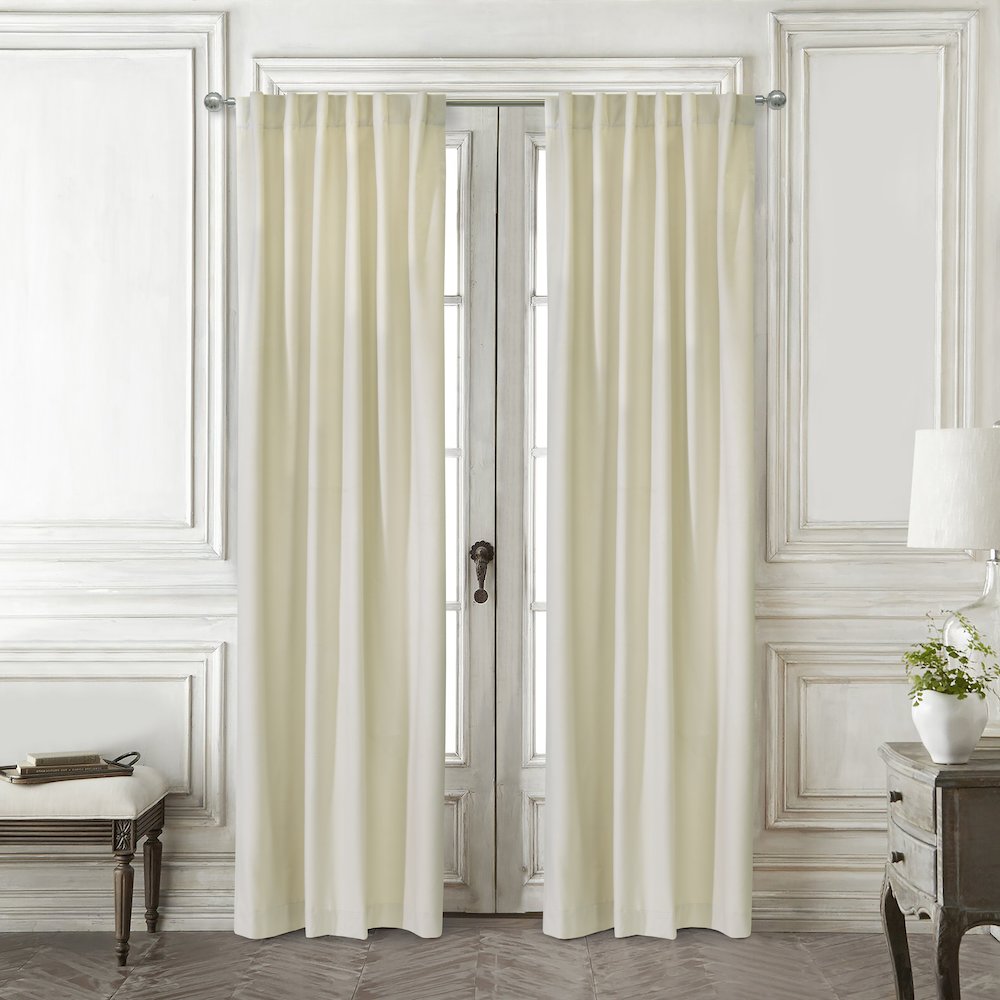 Seren Room Darkening Dual Header Curtain Panel 50 x 95 in Natural. Picture 5