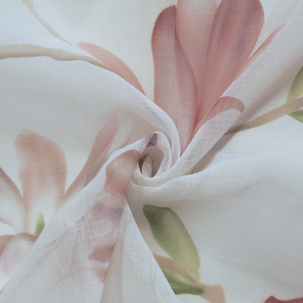 Magnolia Light Filtering Grommet Curtain Panel 52 x 108 in White Pink. Picture 4