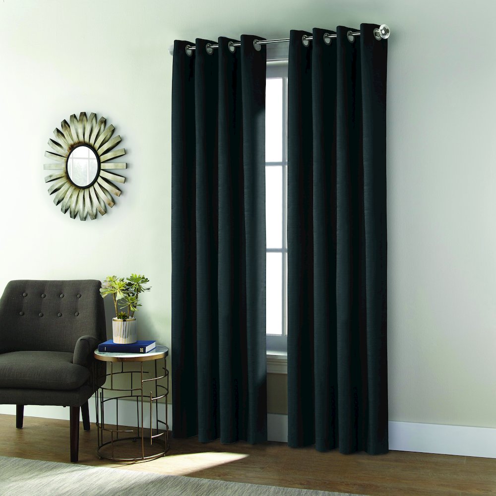 Shadow Blackout Grommet Curtain Panel 52 x 108 in Black. Picture 3