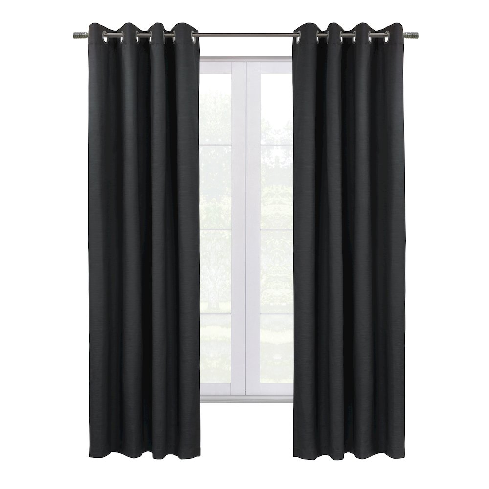 Shadow Blackout Grommet Curtain Panel 52 x 108 in Black. Picture 1