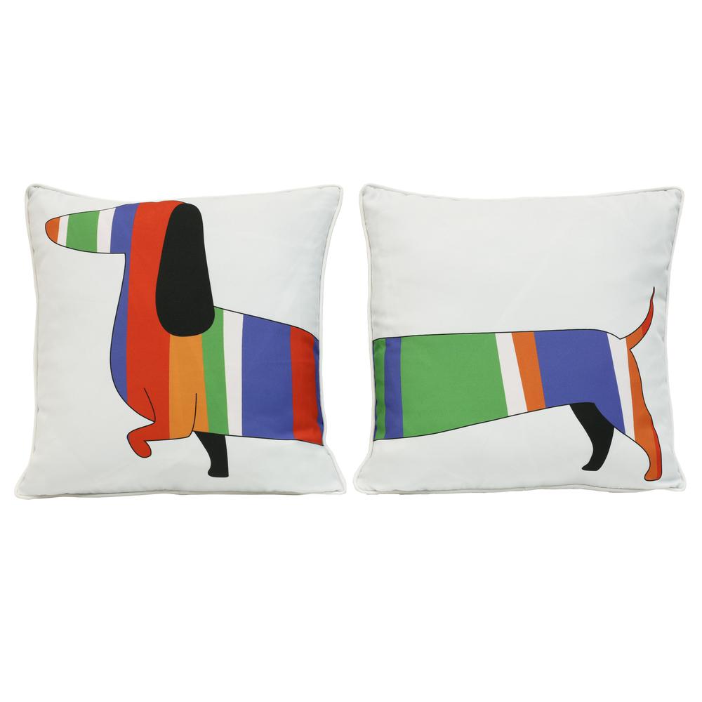 2-Pack Outdoor Decorative Hot Dog Pillows 18 x 18 in Multi. Picture 3