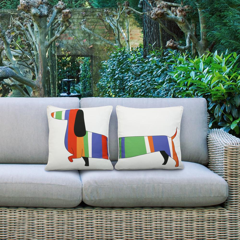 2-Pack Outdoor Decorative Hot Dog Pillows 18 x 18 in Multi. Picture 1