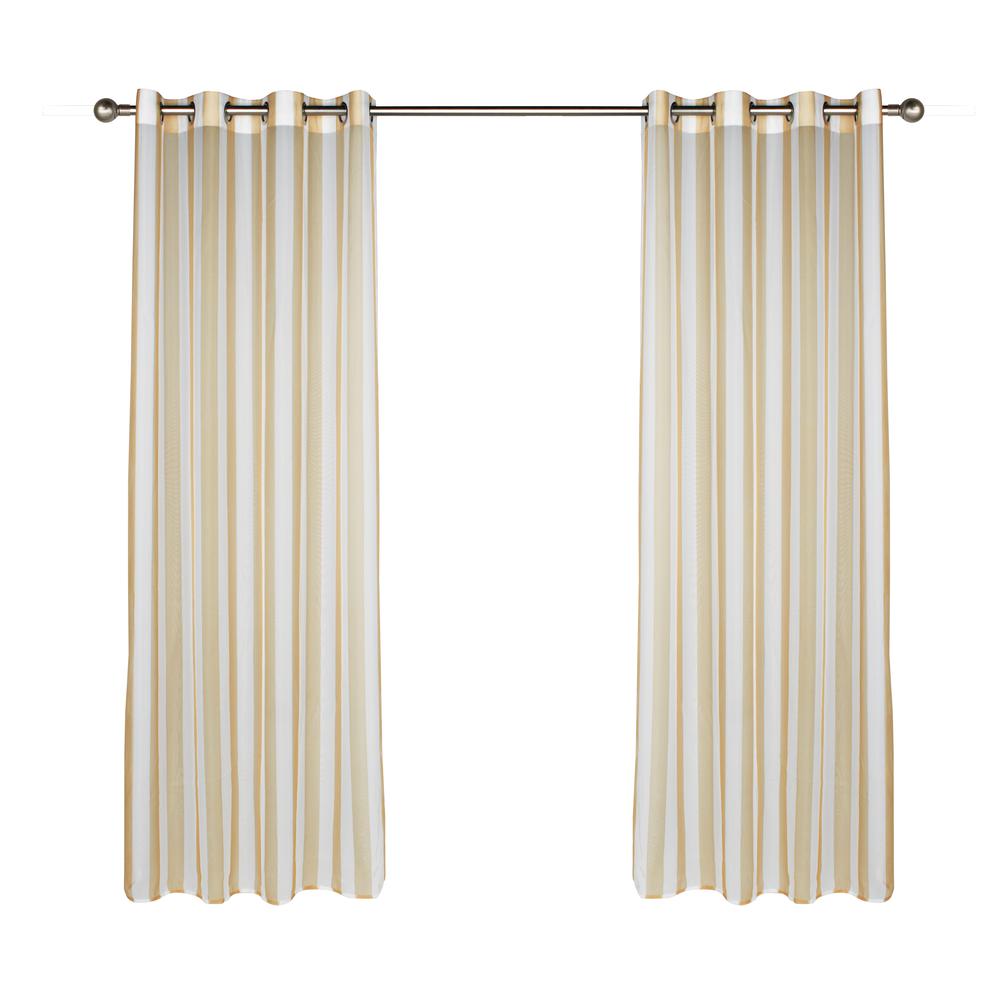 Escape Stripe Grommet Curtain Panel Window Dressing 54 x 96 in Khaki. Picture 3