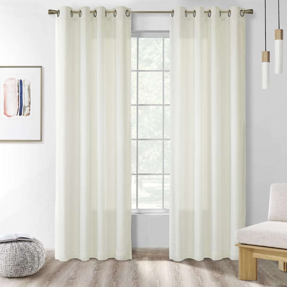 Rhapsody Lined Grommet Curtain Panel Window Dressing 104 x 63 in Ivory. Picture 1