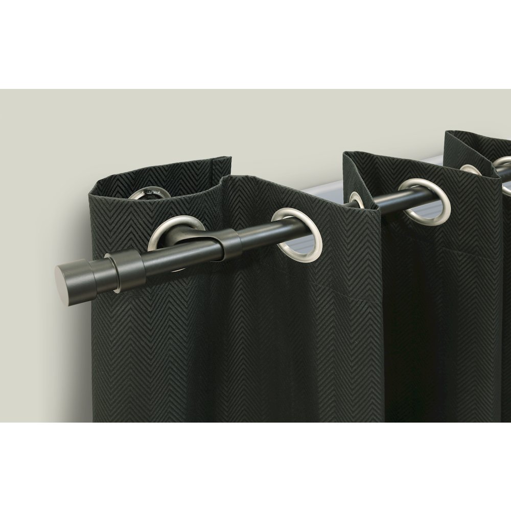 Blackout Curtain Rod Double Cap Finial Extendable 36 To 72 in Black. Picture 4